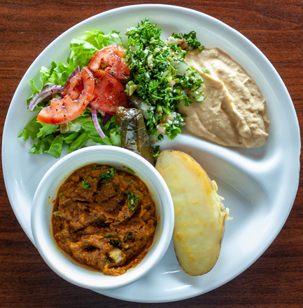 Mitra Shawarma vegan mediterranean plate